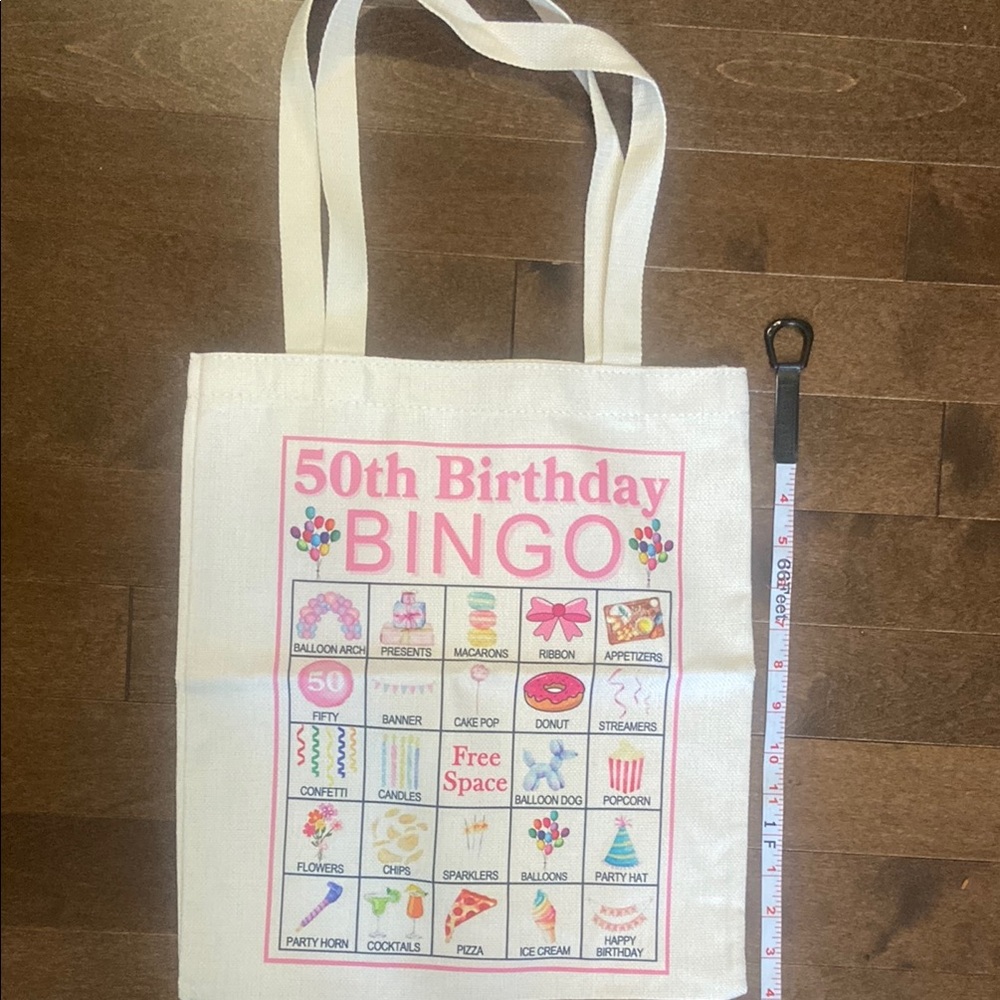 50th Birthday Bingo Party Tote Bag - White